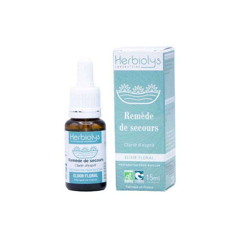 Herbiolys Elixir floral Remède de secours (rescue) 15mL BIO Herbiolys Elixir floral Remède de secours (rescue) 15mL BIO