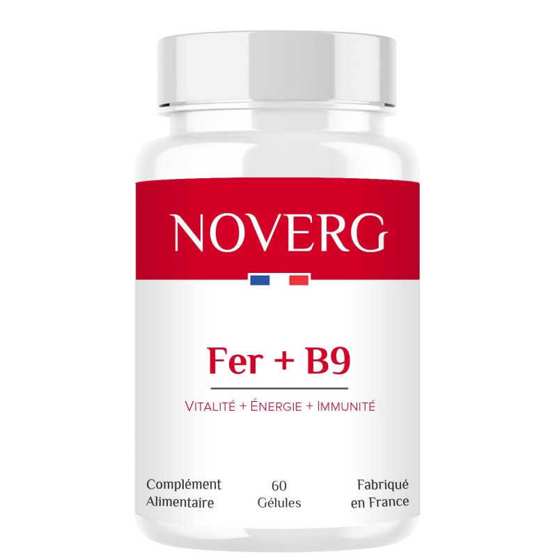 Fer + B9 - 60 Gélules - Noverg complément alimentaire Fer + B9 - 60 Gélules - Noverg complément alimentaire