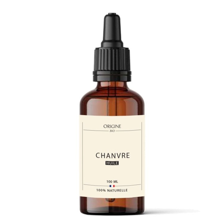 Huile de chanvre peaux matures flacon verre avec pipette de dosage 100 ml