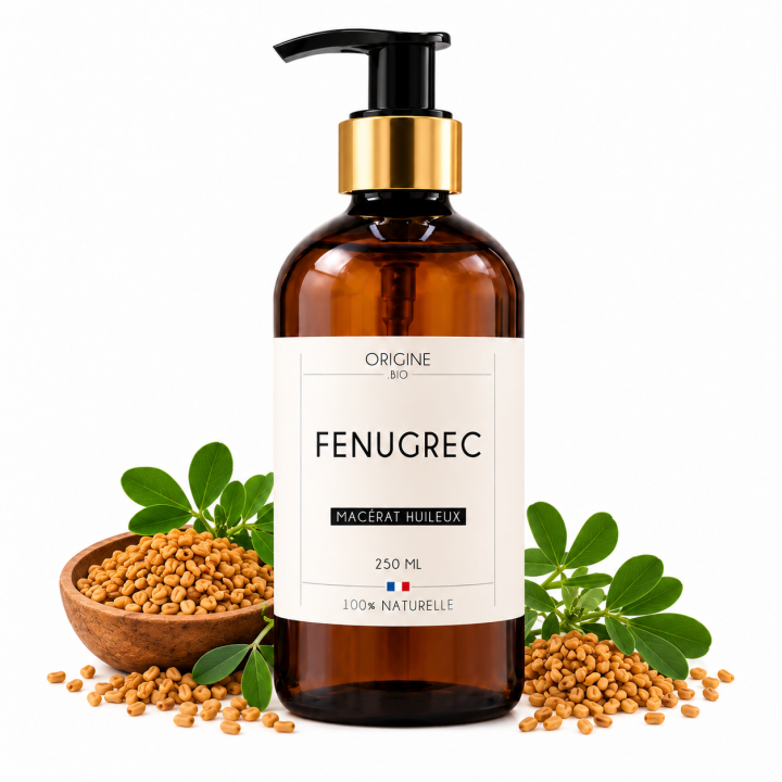 Huile de Fenugrec 250 ml bouteille verre flacon pompe
