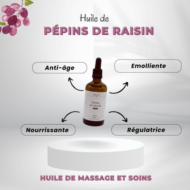 les bienfaits de l'huile végétale de pépins de raisin