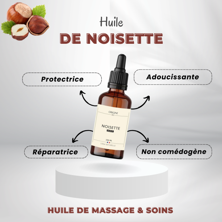 Huile végétale cosmétique de Noisette pressée à froid - bienfaits