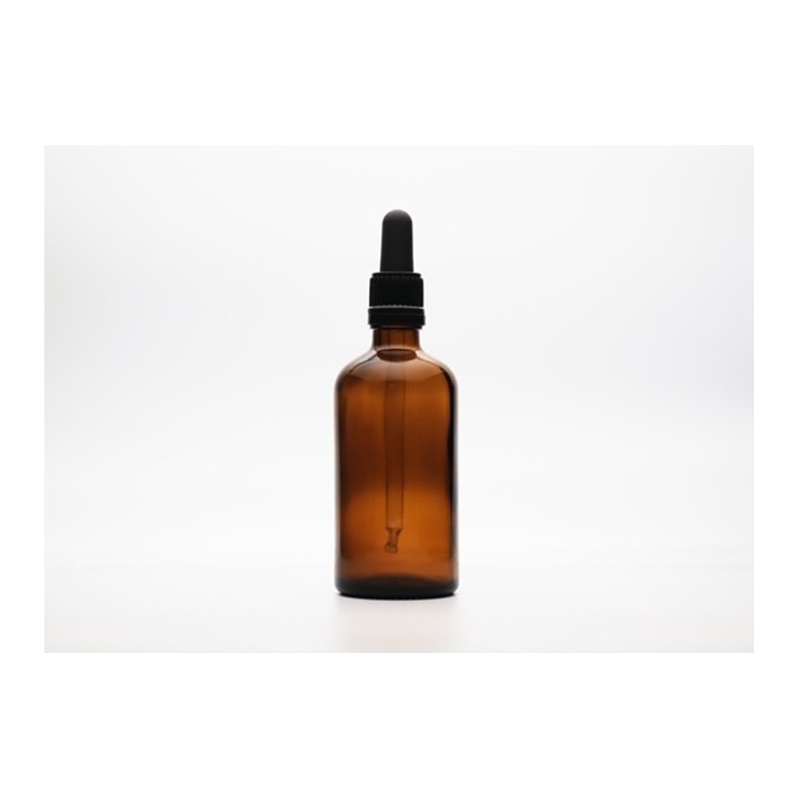 flacon verre ambré 100 ml contenant cosmétique avec pipette