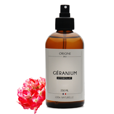 Eau florale de Géranium rosat 250 ml flacon spray origine.bio - produit naturel cicatrisant et apaisant Eau florale de Géranium rosat 250 ml flacon spray origine.bio - produit naturel cicatrisant et apaisant