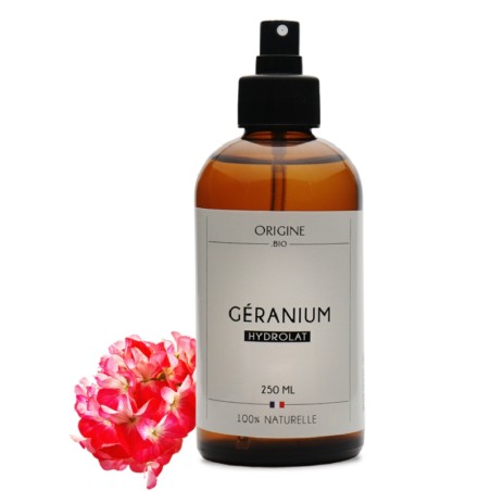 Eau florale de Géranium rosat 250 ml flacon spray origine.bio - produit naturel cicatrisant et apaisant