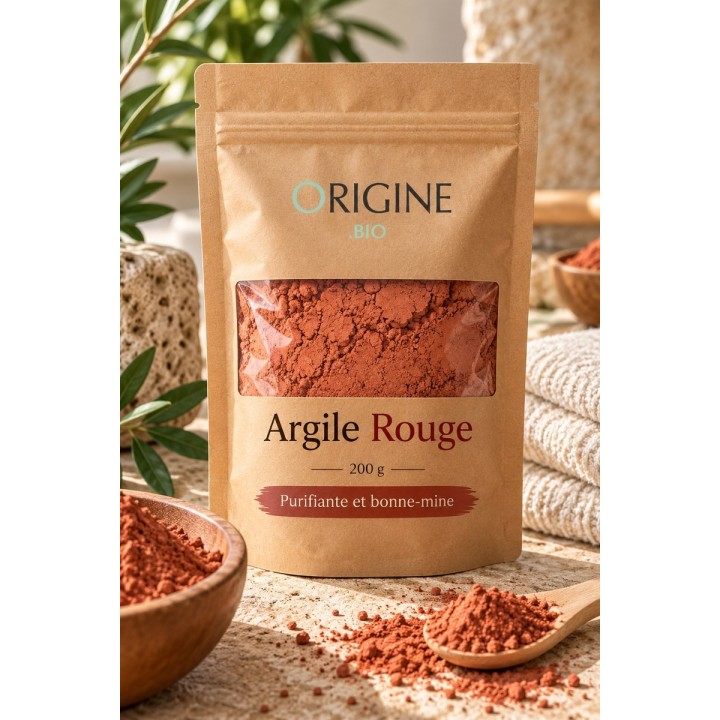 Argile rouge surfine en poudre, origine France – 200 g & 1 kg | Origine