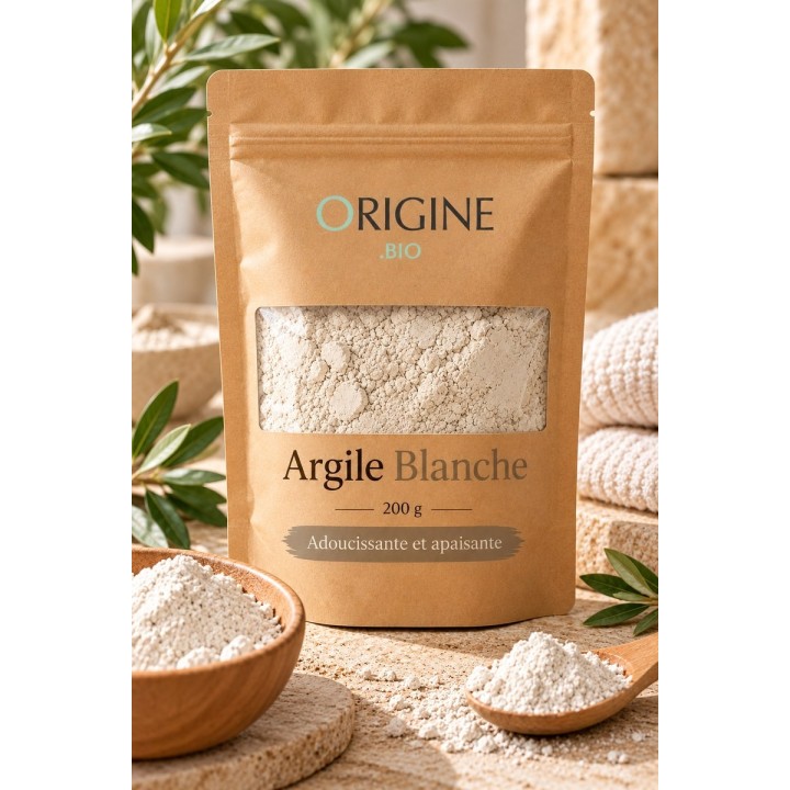 Argile blanche kaolin pure en poudre – 200 g et 1 kg | Origine